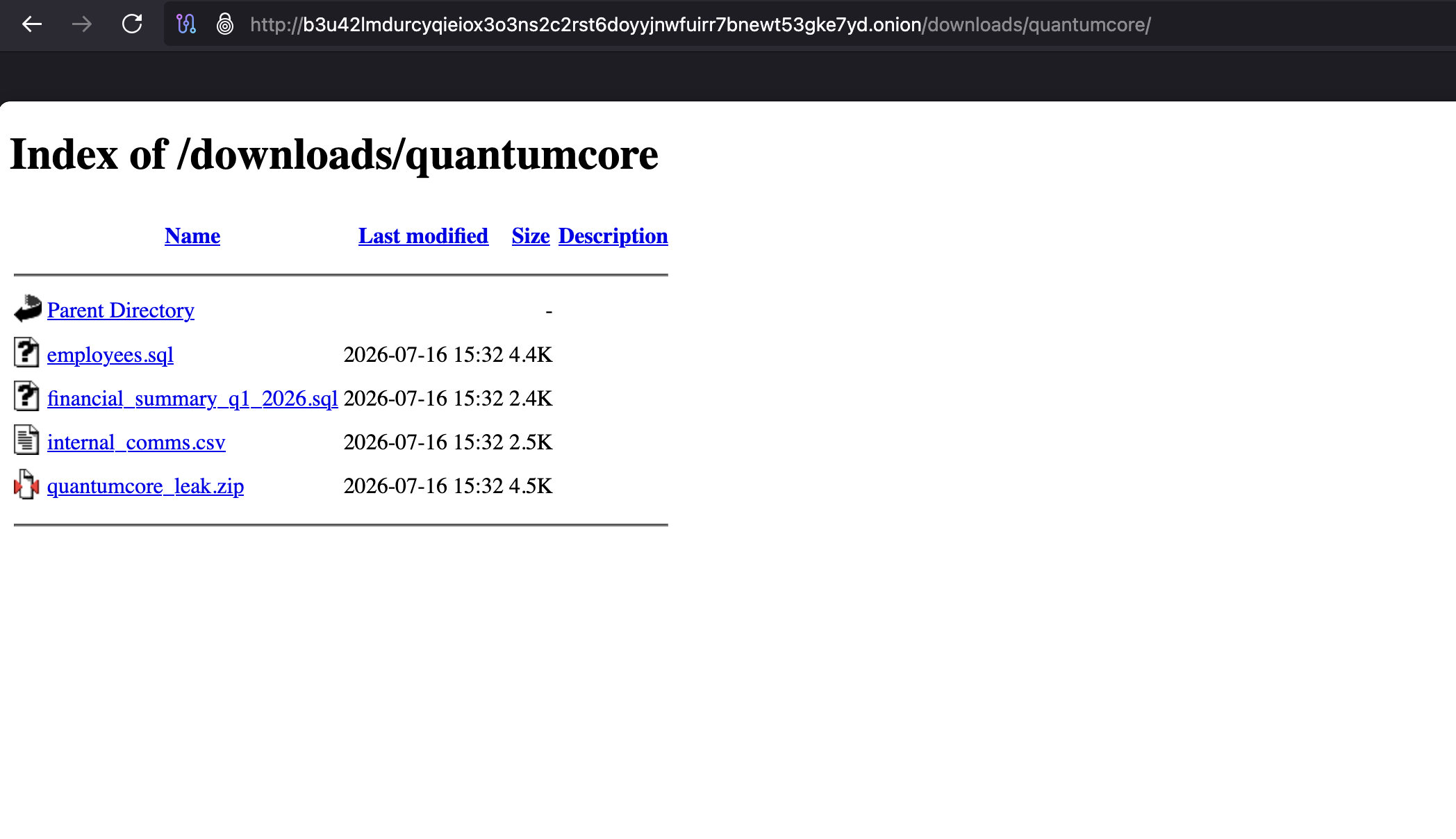 QuantumCore download directory listing internal communications and employee records